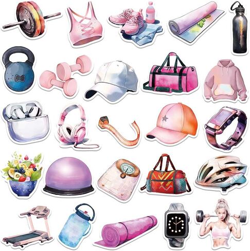 Sports Aesthetics Stickers for Adults Teens, 50PCSCute Vinyl Waterproof Sports Equipment Mixed Stickers Bulk for Water Bottle, Phone Skateboard Laptop, Sport Gift, Sport Party Favors (Sports) in Kuwait