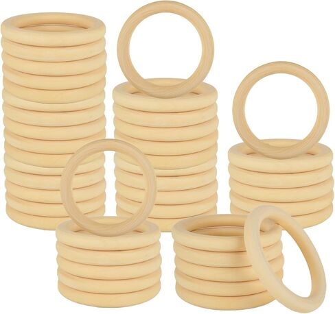40 Pcs Natural Wood Rings, 3.15" Dia Unfinished Smooth Wooden Rings for DIY, Craft, Jewelry Making, Macrame Supplies in Saudi Arabia