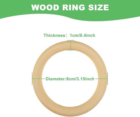 40 Pcs Natural Wood Rings, 3.15" Dia Unfinished Smooth Wooden Rings for DIY, Craft, Jewelry Making, Macrame Supplies in Saudi Arabia
