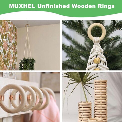 40 Pcs Natural Wood Rings, 3.15" Dia Unfinished Smooth Wooden Rings for DIY, Craft, Jewelry Making, Macrame Supplies in Saudi Arabia