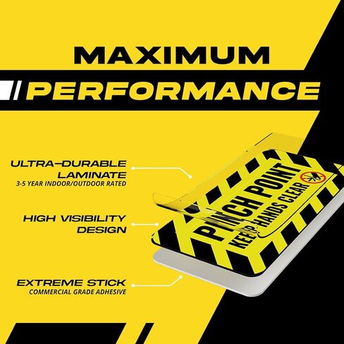 Pinch Point Stickers (Small) | Pinch Point Warning Sticker| Safety Label | Powered Machinery and Equipment - Heavy-Duty, Ultra Durable – USA Made (2x1 inch), 4 Labels in Saudi Arabia