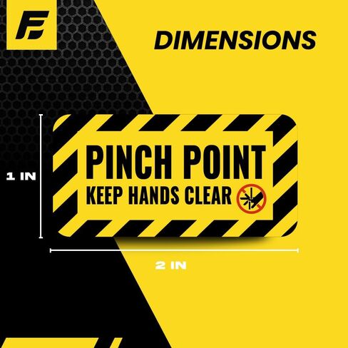 Pinch Point Stickers (Small) | Pinch Point Warning Sticker| Safety Label | Powered Machinery and Equipment - Heavy-Duty, Ultra Durable – USA Made (2x1 inch), 4 Labels in Saudi Arabia