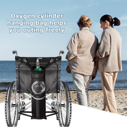حامل خزان الأكسجين للكرسي المتحرك، حقيبة أسطوانة الأكسجين مع أبازيم، حقيبة كرسي متحرك خزان الأكسجين الطبي المحمولة للسفر، تناسب معظم أسطوانات الأكسجين (مزدوج) in Kuwait
