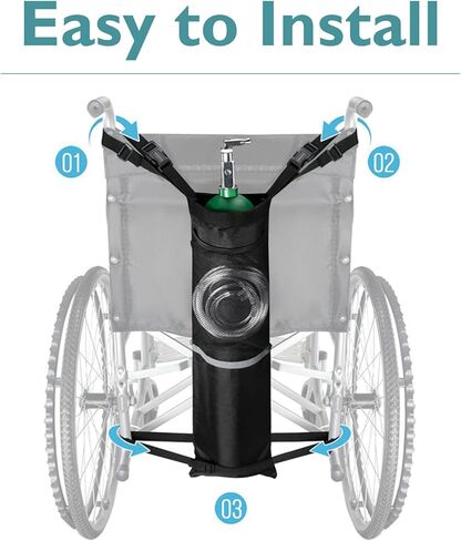 حامل خزان الأكسجين للكرسي المتحرك، حقيبة أسطوانة الأكسجين مع أبازيم، حقيبة كرسي متحرك خزان الأكسجين الطبي المحمولة للسفر، تناسب معظم أسطوانات الأكسجين (مزدوج) in Kuwait
