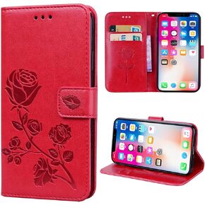 NB iPhone x Wallet Case for Women and Girls,iPhone Xs Flip Wallet Case Floral with Card Holder Wrist Strap Leather Magnetic Cover Compatible with iPhone X/Xs 5.8 inch