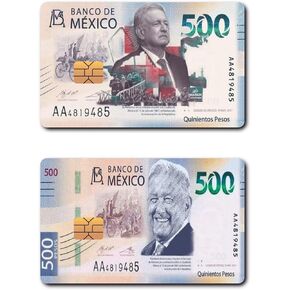 Funny Mexican Credit/Debit Card Skin Cover Vinyl Stickers - Billetes de Mexico - (AMLO Card Sticker)