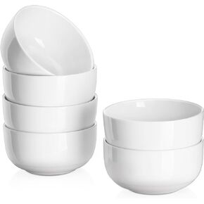 DOWAN 10 OZ Ice Cream Bowls - 4.25" Ceramic Dessert Bowls Set of 6 - Porcelain Small Bowls for Side Dishes, Ice Cream, Oatmeal, Fruit, Portion Control - Dishwasher Microwave Safe