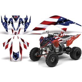 AMR Racing ATV Graphics kit Sticker Decal Compatible with Yamaha Raptor 700 2006-2012 - Stars and Stripes