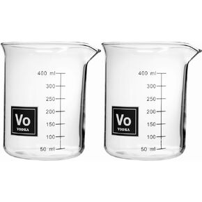 Set of 2 Laboratory Beaker Rocks Glasses-Vodka-16 ounces Each