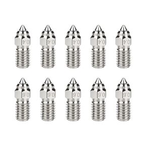 10PCS 3D Printer Nickel Plating Copper Alloy Nozzles Kit for Ender 3 V3 SE, Ender 5 S1, Ender 7, Spider 1.0 Hotend, M6 Thread High Temperatue Wear Resistance 5PCS 0.4mm / 0.6mm Nozles