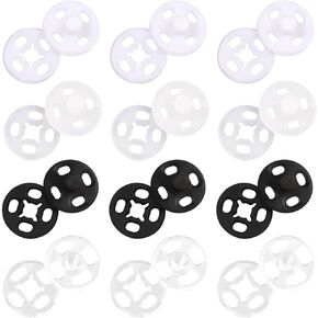NUOMI 60 Set Plastic Snap Fasteners, Invisible Sewing On Snap Buttons Kit, 10mm Fasteners for Shirts, Clothing, DIY Craft, Baby Bibs, 4 Colors(15 set/color)