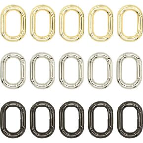 15 Pieces Oval Metal Snap Clip Hooks Spring Key Ring Buckle, Spring Snap Clip Trigger Spring Keyring Buckle (26mm)