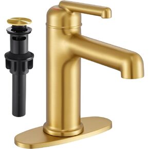 Bathroom Sink Faucets Brass Single Handle Faucet 1 or 3 Holes with Pop-up Drain, Bathroom Faucet Vanity Rv Lavatory Washbasin Widespread Brushed Nickel