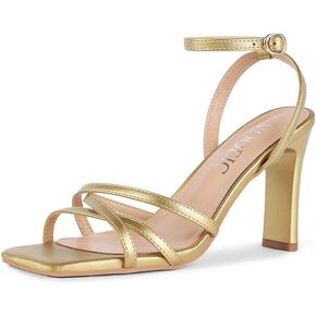 Womens Sandals Strappy Heels for Women Square Open Toe Chunky High Heels Ankle Strap Heeled Sandals for Women,Comfortable Strappy Heels for Your Good Gifts in Saudi Arabia
