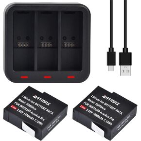 Batmax 2X Battery + Quick 3-Slots Charge Hub with Type C Port for Insta360 Ace and Ace Pro Cameras