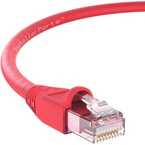 InstallerParts Ethernet Cable CAT6A Cable UTP Booted 3 FT - Red - Professional Series - 10Gigabit/Sec Network/High Speed Internet Cable, 550MHZ