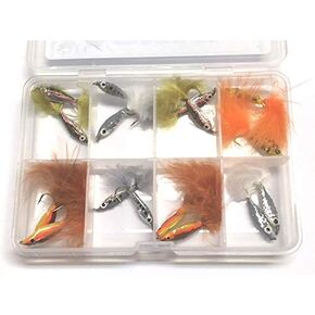 Fly Fishing Flies EPOXY Minnows 16 Flies for Trout Supplied with Free Clip Shut Fly Box #340 in Kuwait