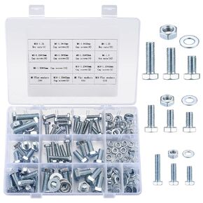520 Pcs Hex Head Bolts and Nuts and Flat Washers Assortment Kit, M3/M4/M5/M6 Heavy Duty Stainless Steel Fully Threaded Machine Screws and Nuts Bolts and Washers Kit(520 Silver)