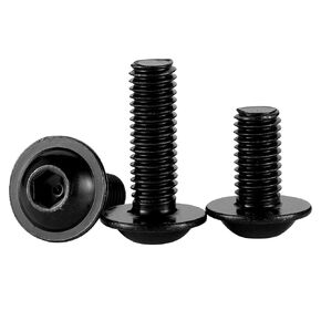 M6-1.0 x 20mm Flanged Button Head Socket Cap Screw Bolts, Allen Socket Drive, Stainless Steel 304, Black Oxide Finish, Quantity 25