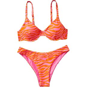 SOLY HUX Women's Two Piece Swimsuit Zebra Print Underwire Bikini Sets Bathing Suits