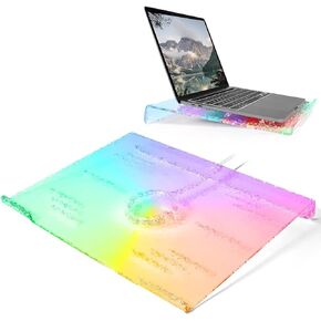 Laptop Notebook Acrylic Stand Holder, RGB Backlight Ultrabook Stand Riser, Portable with Multiple Heat-Vent Light Weight Compatible with Lenovo, MacBook, Dell, HP