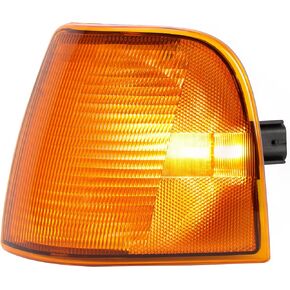 KUAFU Left Corner Light & Bezel Compatible with Peterbilt 375 385 Trucks Halogen Turn Signal Corner Lamp Amber Lens Driver Side