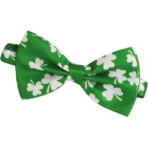 St. Patrick's Man Tie Necktie Green Shamrock Pre-tied Bowtie Man Suspenders JHSP36