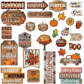29 Pieces Home Sweet Classroom Fall Bulletin Board Decorations Welcome Pumpkins Happy Fall Thanksgiving Borders Decor Cutouts Accents for Autumn Harvest Classroom Home Thanksgiving Party Supplies