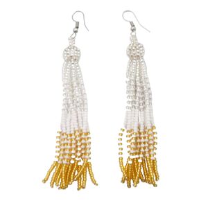 Bauble Zulu Earrings - White | by Woza Moya (Come Spirit of Change) | Handmade by The Hillcrest AIDS Centre Trust Crafters in South Africa