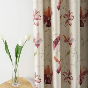Leeva 2 Panels Room Darkening Heavy Curtains for Bedroom, Elegant Brown Floral Print Window Curtain and Drapes for Nursery and Office, 52x84 in