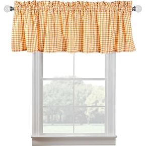 Set of 2 Valance Curtains for Windows 58x15 for Living Room Bedroom Kitchen Windows Bathroom, 100% Cotton Farmhouse Vintage Curtain Valances Rod Pocket - Red