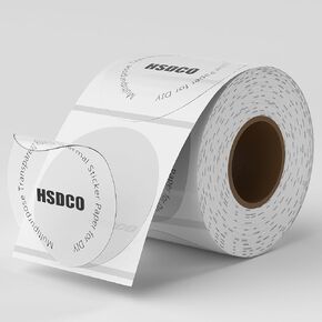 2 Inch Transparent Round Thermal Printer Labels, Self Adhesive Circle Clear Waterproof Thermal Labels, Multipurpose Thermal Sticker Paper for DIY Logo Design (1 Roll)