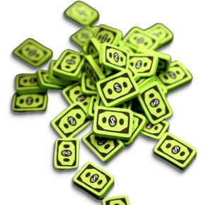 Dollar Bills 50 Pcs or 100 Pcs1:12 Scale Miniature Polymer Clay Green Money Filler for Pirate Treasure Chest, Dollhouse Currency (10mm)