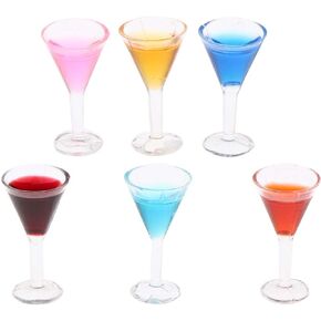 6pcs 1:12 Dollhouse Cocktail Glasses Miniature Sharp Cocktail Glass Set Dollhouse Kitchen Accessories Baby Kids Xmas Gifts