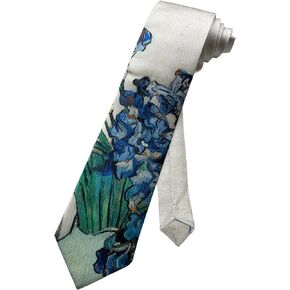 Mens Vincent van Gogh Famous Irises Painting 1890Art Artist Necktie | One Size | Skinny Neck Tie