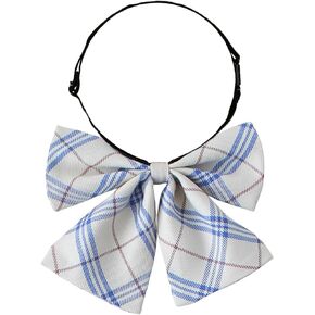 Women's Girls Plaid Pre-Tied Adjustable Big Knotbow Ties Uniform Costumes Neck Bow Tie
