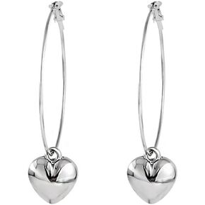 50mm Large Hoop Earrings With Cute Love Heart Shaped Charm Dangle Drop for Women Teen Girls Sensitive Ear 925 Sterling Silver Post Dainty Hypoallergenic Dangling Fashion Round Circle Huggie Hoops Minimalist Simple Hooped Jewelry Gifts Her Wife Bff Birthda