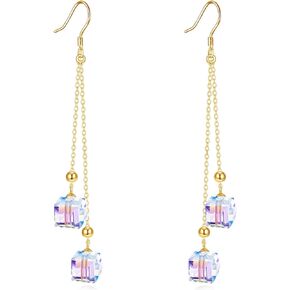 14K Freshwater Pearl Threader Earrings Real Solid Gold Pearl Tassel Dangle Ear Line Eardrop Earrings