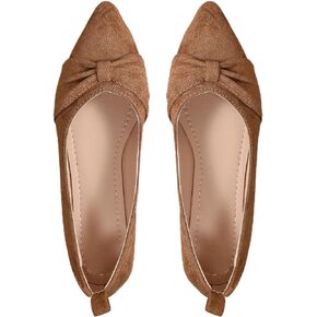 Floerns Women's Faux Suede Pleated Flat Shoe Pointed Toe Slip on Ballet Flats