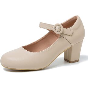 Mary Jane Shoes Women Chunky Heel Pumps Closed Round Toe Ankle Strap Block Heels Comfortable Work Wedding Dress Vintage 1920s Shoes