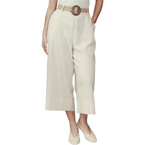 SANDY & SID Summer Womens Pants Wide Leg Cropped Culottes with Belt and Pockets for Work, Office, Casual