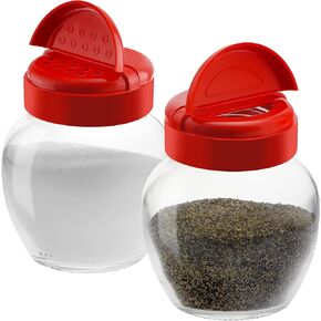 Tibello Spice Containers Glass Spice Jars, 7oz Spice Bottles And Dual Lid Sifter Shaker And Spoon Opening Spice Shaker - Pack of 2