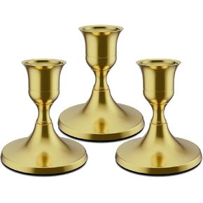 Black Taper Candle Holders Set of 2, Vintage Metal Candlestick Holders for Dinner Room Table Centerpiece or Mantel Wedding Party Decor