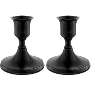 مجموعة حوامل شموع مستدقة سوداء مكونة من 2، حوامل شمعدان معدنية عتيقة لطاولة غرفة العشاء أو ديكور حفلات الزفاف in Kuwait
