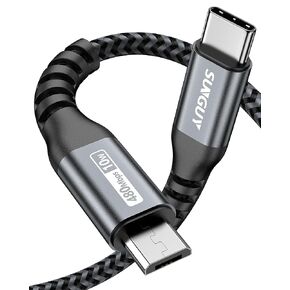 SUNGUY USB C to Micro USB OTG Cable 3.3FT [2 Pack], Micro USB to Tyep C Cable Braided Compatible with Samsung Galaxy S7 S6, J7, J3, PS4, PS4 Xbox Controller, and Other Micro USB Devices