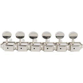 Musiclily 6-in-line Vintage Guitar Tuners Split Shaft Machine Heads Tuning Keys Pegs for Fender Strat Squier Tele Style Electric Guitar Replacement Parts, Nickel with Oval Button