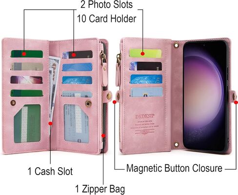حافظة محفظة لهاتف Samsung Galaxy S23 Plus/ S23+ للنساء، [شحن لاسلكي] [حجب RFID] [12 حامل بطاقة]، حافظة هاتف بحزام مغناطيسي قابل للفصل لهاتف Galaxy S23 Plus/ S23+ 5G، أسود in Saudi Arabia