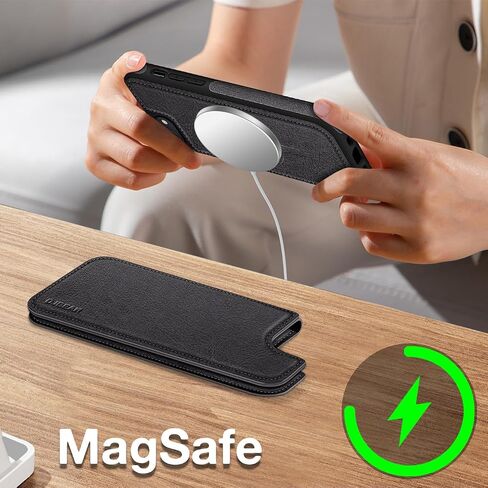 حافظة هاتف iPhone 7/8 4.7 بوصة [متوافقة مع magsafe] [جلد RFID] [مغناطيسي 2 في 1 قابل للفصل] [حافظات محفظة قابلة للطي] غطاء مقاوم للصدمات للرجال والنساء لهاتف Apple 7/8/SE أسود in Kuwait