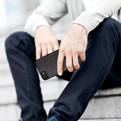 حافظة هاتف iPhone 7/8 4.7 بوصة [متوافقة مع magsafe] [جلد RFID] [مغناطيسي 2 في 1 قابل للفصل] [حافظات محفظة قابلة للطي] غطاء مقاوم للصدمات للرجال والنساء لهاتف Apple 7/8/SE أسود in Kuwait