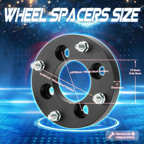 فواصل عجلات 4x110 إلى 4x137 مقاس 1 بوصة مكونة من 4 عروات تناسب محولات العجلات Honda Recon FourTrax Rancher Foreman YAMAHA Big Bear Grizzly SUZUKI King Quad 77.8 مم مع مسامير 10 مم × 1.25 - 4 قطع in Saudi Arabia